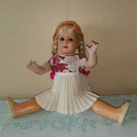 Антикварная старинная кукла паричковая 55 см
