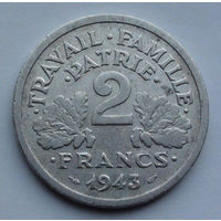 Франция 2 франка. 1943. Режим Виши