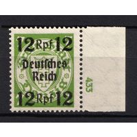 ГЕРМАНИЯ\40о\1939 Mi721HAN 12pf РЕЙХ\Reich, Germany (Control Number 433,кц70евр, MNH)