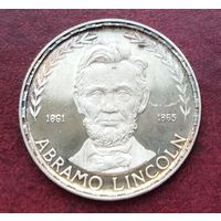 Серебро 0.999! Экваториальная Гвинея 75 песет, 1970 Авраам Линкольн