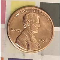 США 1 цент 1991 Lincoln Cent