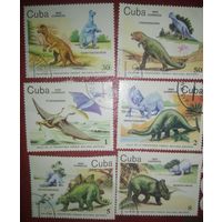 Марки серии Куба динозавры 1985