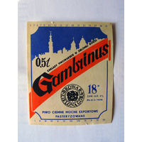 06-792 Этикетка Пиво Gambrinus Польша Зелена Гура 1980-е