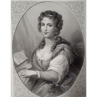 Mme de Warens.  Старинная гравюра 1860 год. Франция оригинал 27 х18 см.