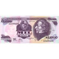 Уругвай 1000 песо образца 1992 года UNC p64A
