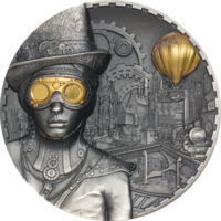 RARE Острова Кука 20 долларов 2020г. "Стимпанк. Steampunk". Монета в капсуле; подарочной рамке - футляре; сертификат; коробка. СЕРЕБРО 93,30гр.(3 oz).