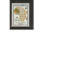 Нигер-1990 (Мих.1098) ** , Почта, Карта, Флаги (одиночка)