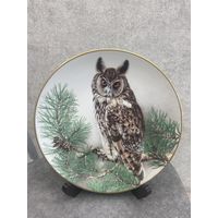 Декоративная тарелка FRANKLIN PORCELAIN  Long-eared Owl Лимож Франции 1984 год 23.5 см
