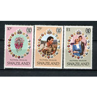 Королевство Свазиленд - 1981 - Свадьба принца Чарльза и леди Дианы - [Mi. 375-377] - полная серия - 3 марки. MNH.  (Лот 158AN)