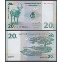 Демократическая Республика Конго 20 сантимов 1997 UNC P 83