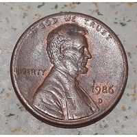 США 1 цент, 1986 Lincoln Cent Отметка монетного двора: "D" - Денвер (4-11-60)
