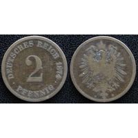 YS: Германия, Рейх, 2 пфеннига 1874D, KM# 2