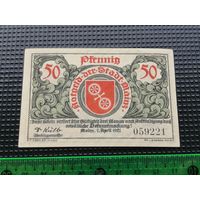 Германия-нотгельд 50   пфенингов  Mainz  1921
