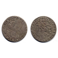 6 грошей (шостак) 1625, Сигизмунд III Ваза, Краков. Вариант с гербом Пулкозиц, более редкий - R2!