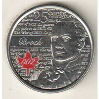 Канада 25 цент 2012 Война 1812 года - Генерал-майор Исаак Брок, цветная