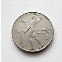 Италия 50 лир, 1956