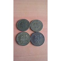 5 злотых 1976, 1984, 1986, 1987. Сборный лот, 4 монеты.