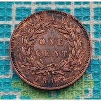 Саравак (Малайзия) 1 цент 1863 года. Раджа Джеймс Брук. Инвестируй в историю!