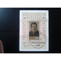 ГДР 1972 Поэт Генрих Гейне Блок Михель-5,0 евро гаш. и 2,0 евро - чистый