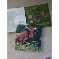 Латвия 2016 официальный набор монет евро (9 монет, от 1 цента до 2 евро и 2 евро Корова)