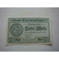 Германия 10  марок  1918 год Эммендинген