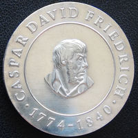 YS: ГДР, 10 марок 1974, 200-летие Каспара Давида Фридриха, художника, серебро, KM# 52