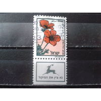 Израиль 1992 Стандарт, цветы с купоном Михель-2,5 евро гаш