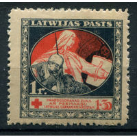 Латвия, гражданская война - 1921г. - Красный Крест, 1 руб - 1 марка - MNH с потрескавшимся клеем. Без МЦ!