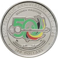 Гайана 100 долларов 2020 50 лет Кооперативной Республике Гайана UNC