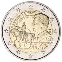 2 Евро Люксембург 2024  175 лет со дня смерти Великого Герцога Люксембурга Виллема II UNC из ролла