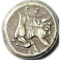 Греция, Гела (Сицилия) Бык Гелас. 467-460 гг до н.э. Дидрахма Серебро, 8,03 гр.