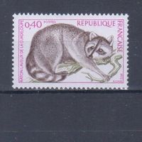 [2167] Франция 1973. Фауна.Енот. Одиночный выпуск. MNH