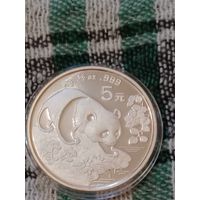 Китай 5 юаней 1994 панда серебро