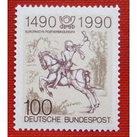 Германия. ФРГ.  К 500-летию почтовой связи в Европе ( 1 марка ) 1990 года.