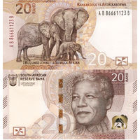 Южная Африка. ЮАР.  20 рэндов  2023 год    UNC  НОВИНКА  (номер банкноты  AD 83883789 B)