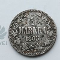 1 марка 1865 года S. Серебро 868. Монета не чищена. 647