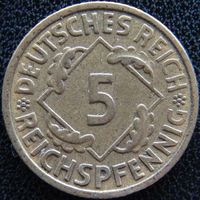 YS: Германия, 5 рейхспфеннигов 1935F, KM# 39