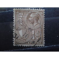 Мальта колония Англии,1926, Стандарт, Король Георг V 1/4 d