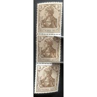 Германия. Кайзеровская Германия. 1905 Год. 3 пф. Сцепка 3 марки MNH