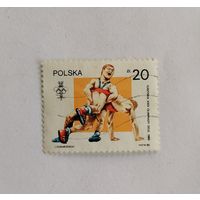 Марка Польша 1988 год. Олимпиада Сеул-1988. Борьба.