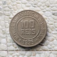 100 реалов 1935 года Бразилия. Первая Республика. Красивая монета! Родная патина!