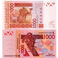 СЕНЕГАЛ 1000 франков 2003 год UNC (Из пачки)
