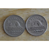 Канада 5 центов 2000,2001