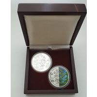 Зверобой четырехкрылый, 20 рублей 2013, набор из 2-х монет, серебро, Ag 925