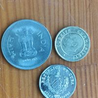 Индия 1 рупия 2004, Куба 5 центов2016, Турция 5 курш 2011-14