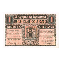 1 крона 1919 Польша Цешин CIESZYN окупация розовая состояние UNC