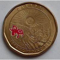 Канада 1 доллар, 2021 (125 лет клондайкской золотой лихорадке, Цветное покрытие) (14-13-2)