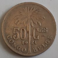 Бельгийское Конго 50 сантимов, 1921 Надпись на французском - 'ALBERT ROI DES BELGES' (14-5-13(в))