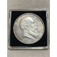 5 марок 1902 год. Баден. Герцог Фридрих. Германская империя. Серебро 900
