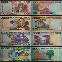 Сьерра Леоне 1000, 2000, 5000, 10000 леоне 2021 года UNC(из пачки).Набор из 4 банкнот